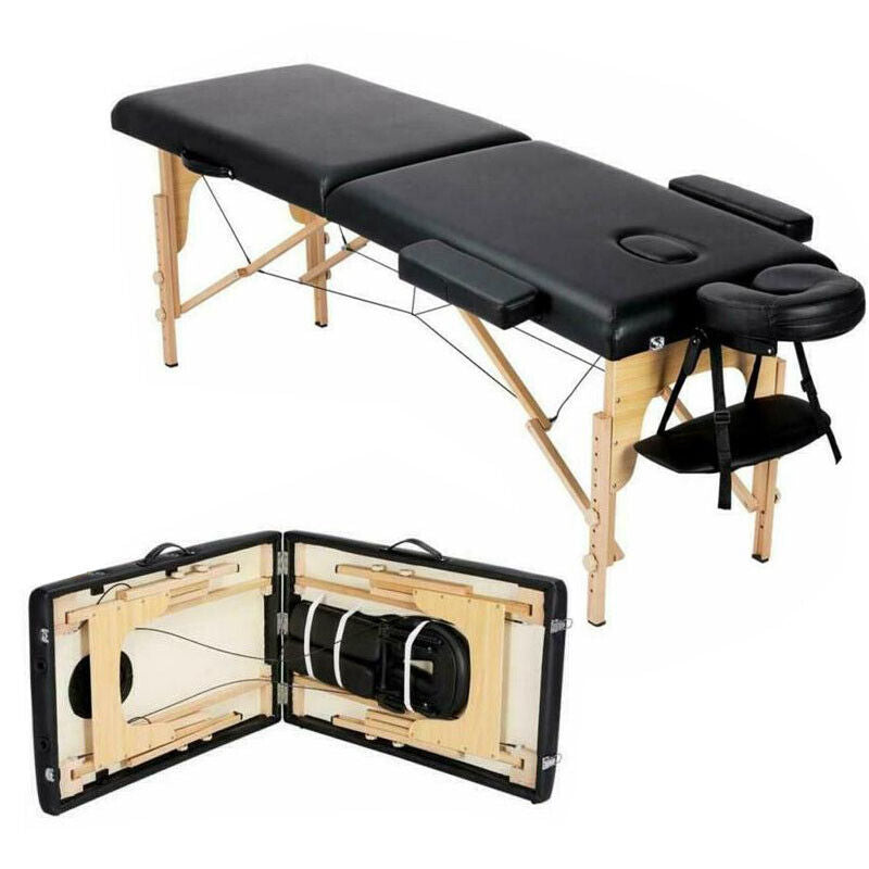 Cama Plegable De Masajes Portátil De 2 Secciones Negra