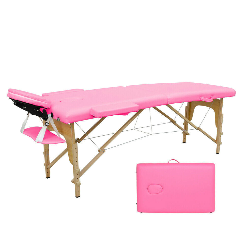 Cama Plegable De Masajes Portátil De 2 Secciones Rosa