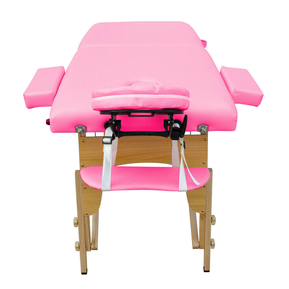 Cama Plegable De Masajes Portátil De 2 Secciones Rosa