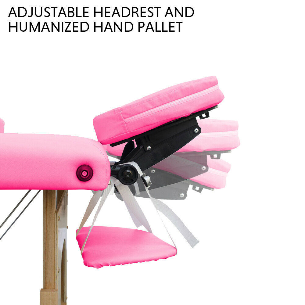 Cama Plegable De Masajes Portátil De 2 Secciones Rosa