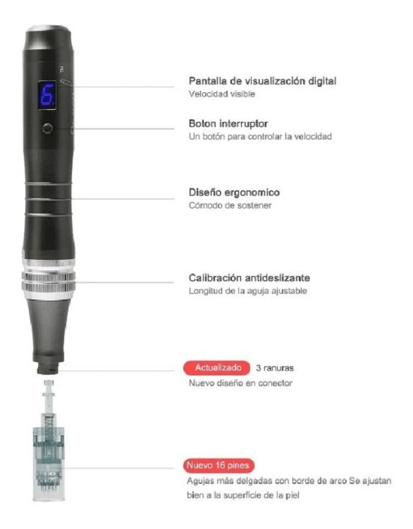 Pluma Microagujas Dr. Pen M8 +2 Cartuchos